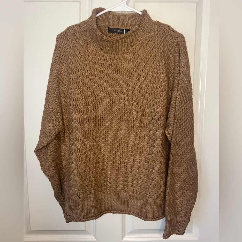 NWT Womens Camel Textured Knit Sweater